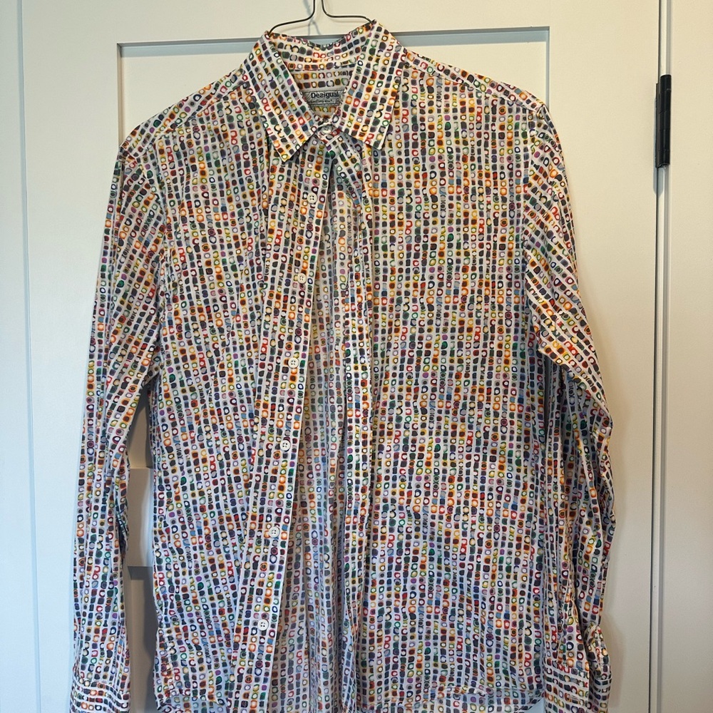 Desigual Red and Blue Casual Button Down Shirt